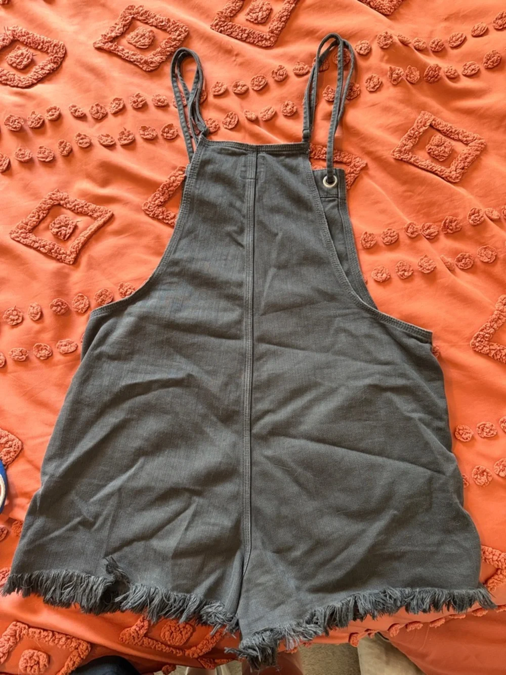 Aerie - Charcoal Gray Soft Denim Overall Shorts - Picture 4 of 4